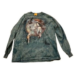 the mountain wolf dark teal long sleeve shirt